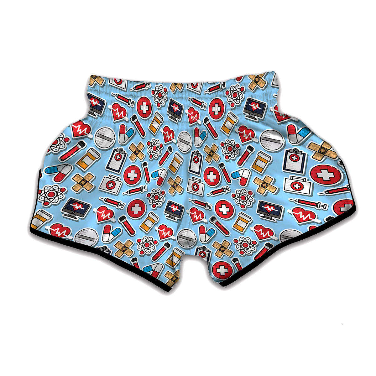 Colorful Medical Pattern Print Muay Thai Boxing Shorts