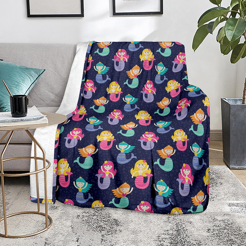 Colorful Mermaid Pattern Print Blanket