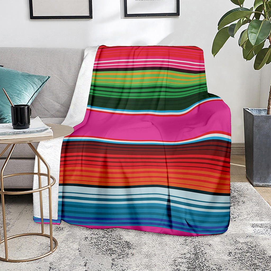 Colorful Mexican Blanket Stripe Print Blanket