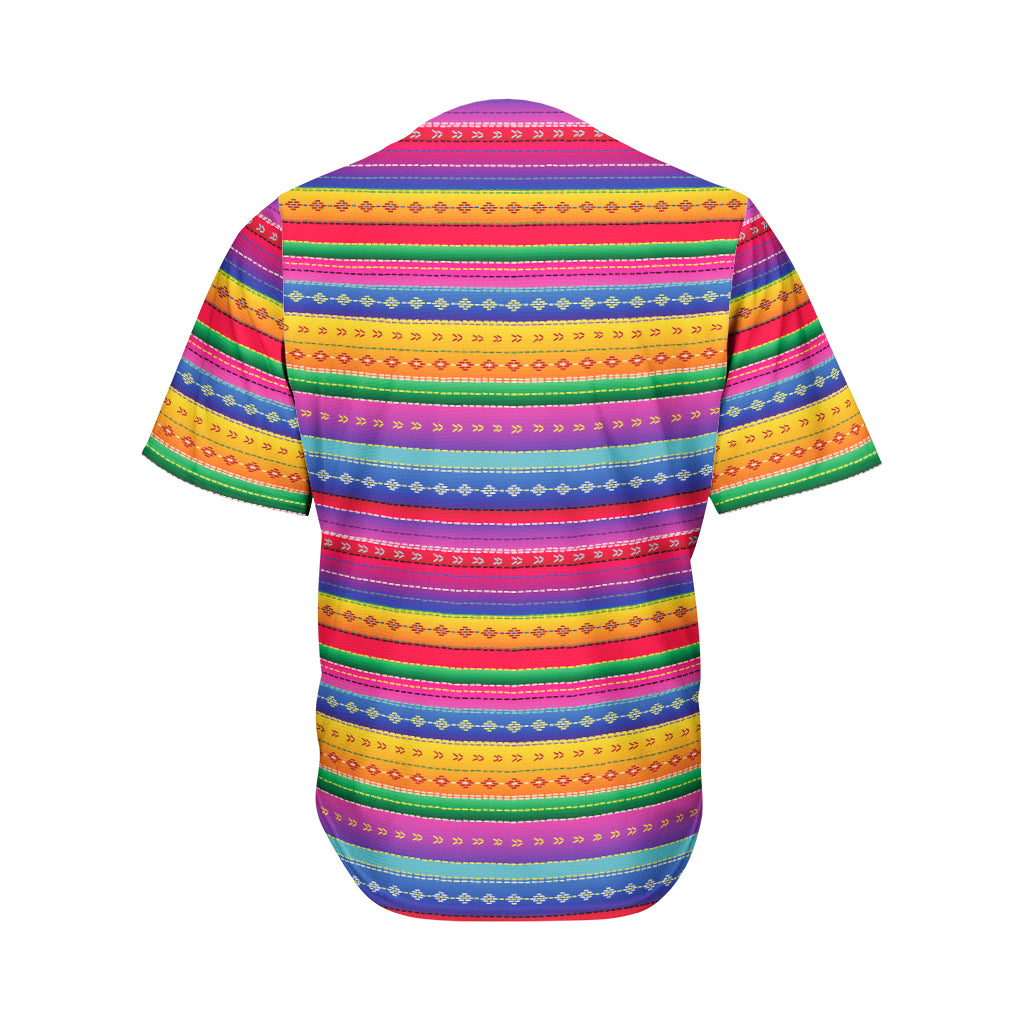 Colorful Mexican Serape Pattern Print Men's Baseball Jersey