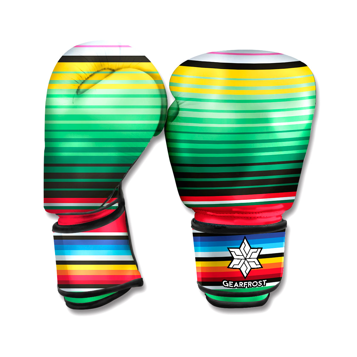 Colorful Mexican Serape Stripe Print Boxing Gloves
