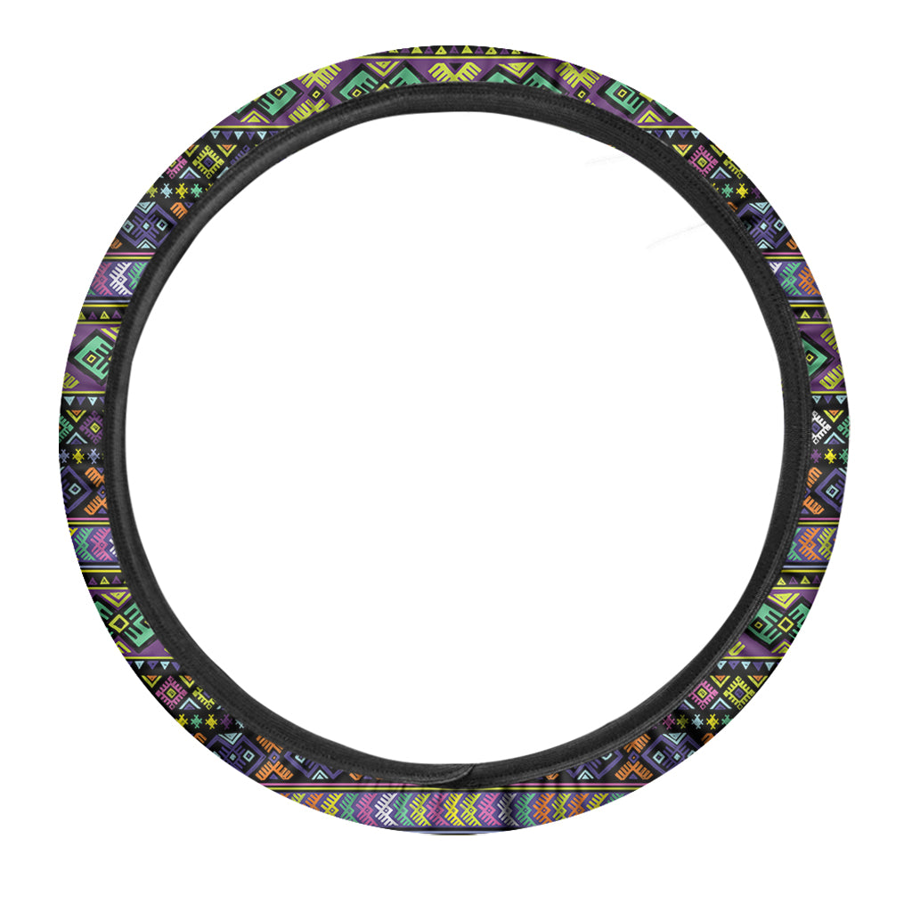Colorful Native Navajo Tribal Print Car Steering Wheel Cover