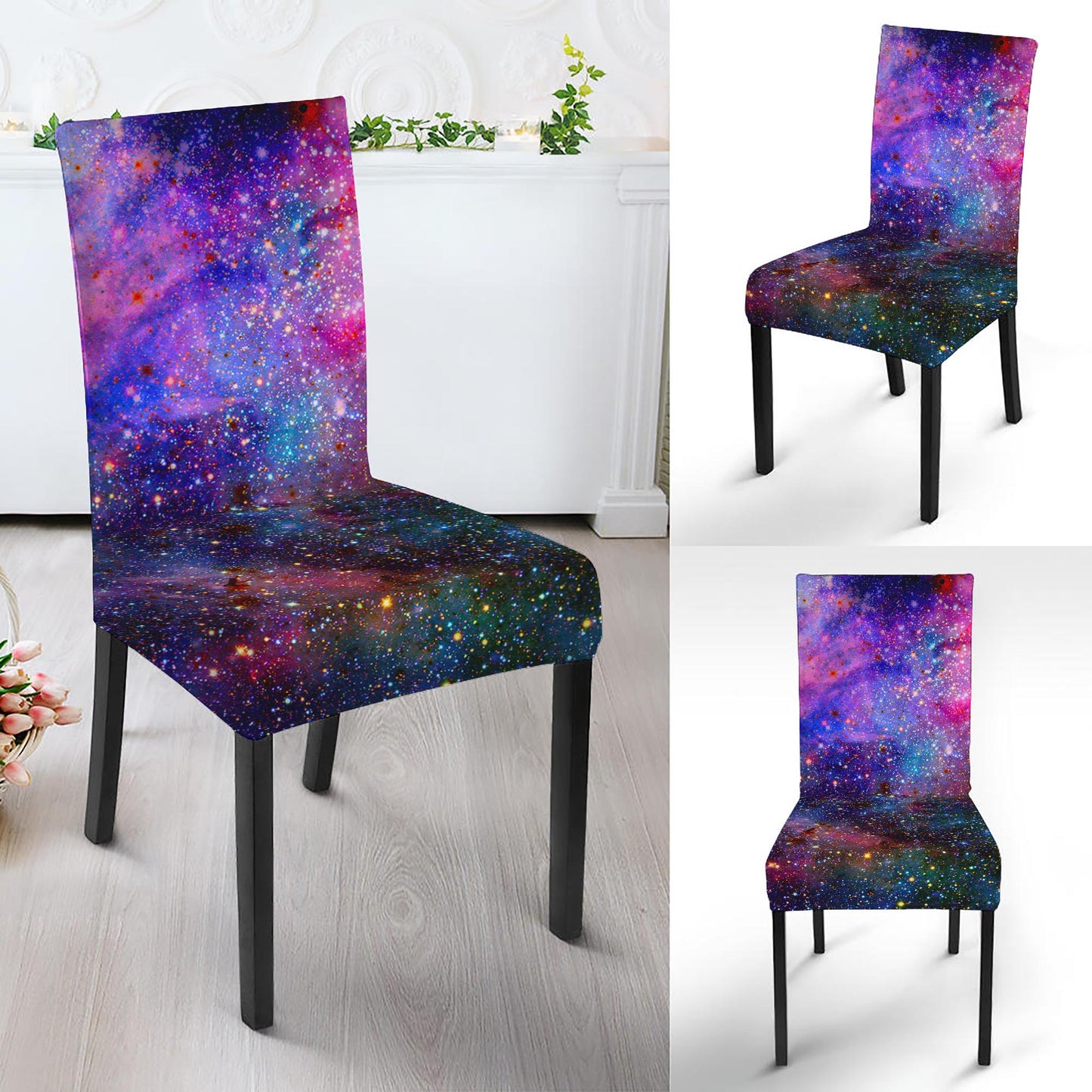 Colorful Nebula Galaxy Space Print Dining Chair Slipcover