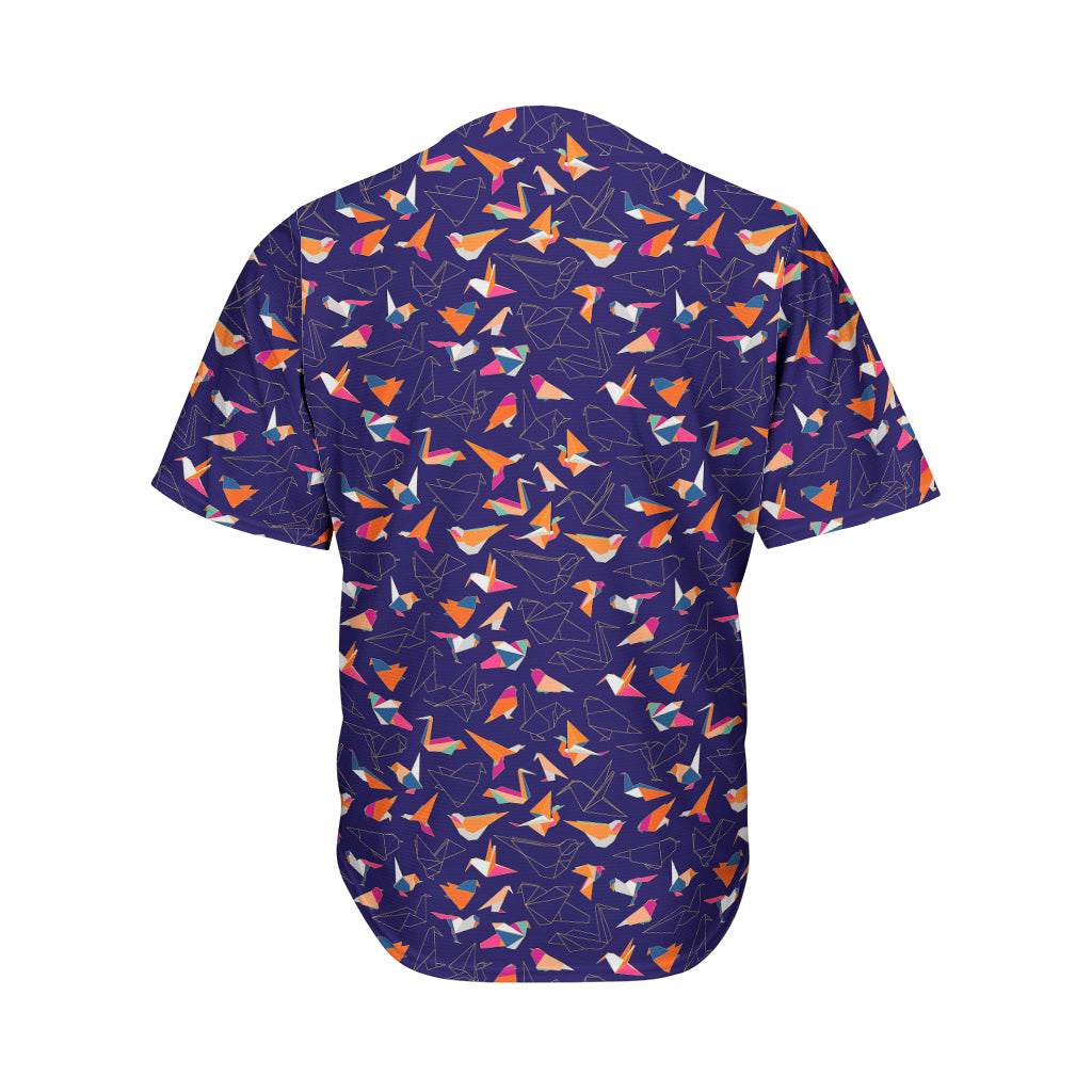 Colorful Origami Bird Pattern Print Men's Baseball Jersey