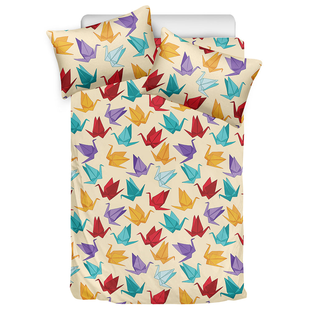 Colorful Origami Crane Pattern Print Duvet Cover Bedding Set