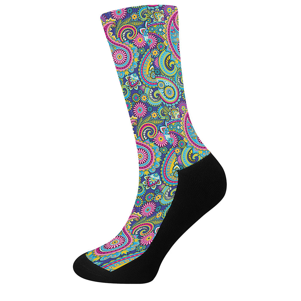 Colorful Paisley Pattern Print Crew Socks