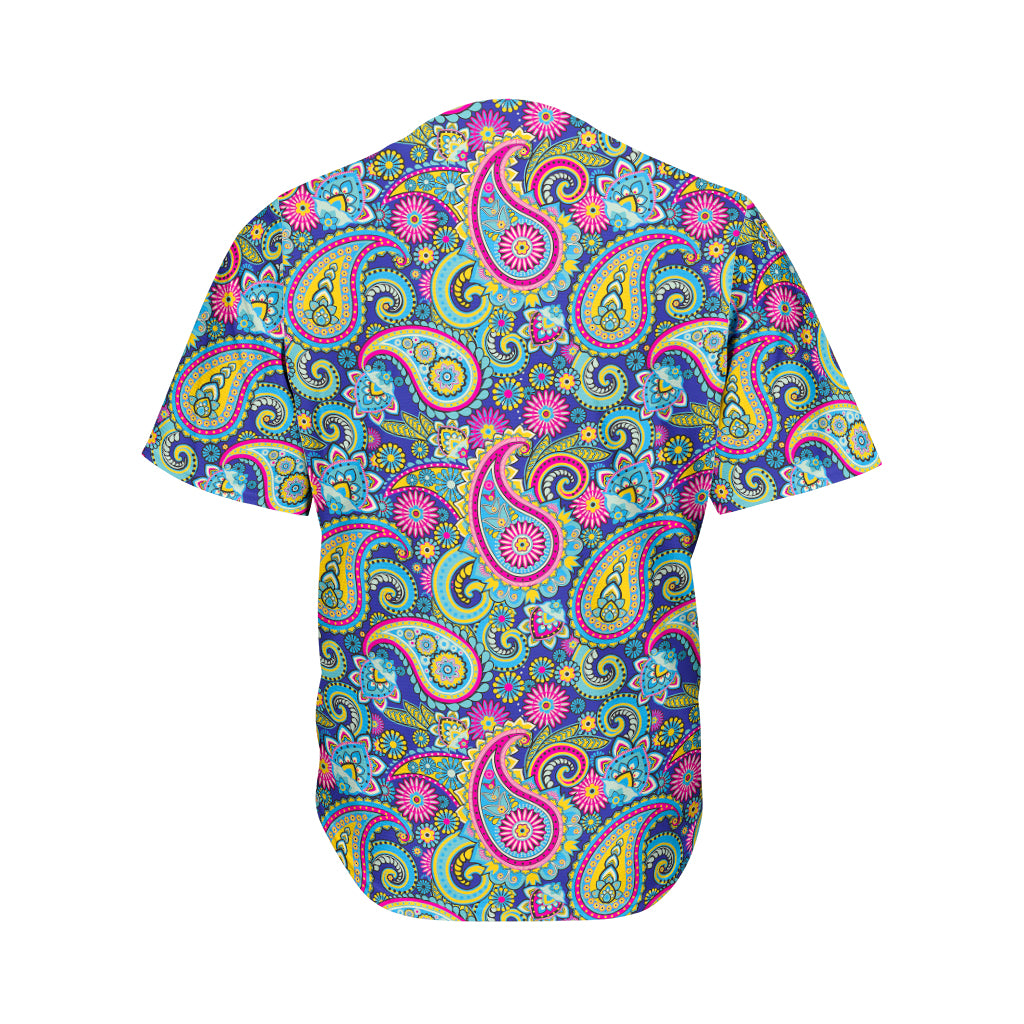 Colorful Paisley Pattern Print Men's Baseball Jersey