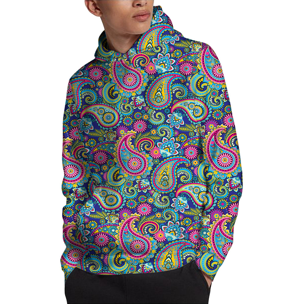 Colorful Paisley Pattern Print Pullover Hoodie