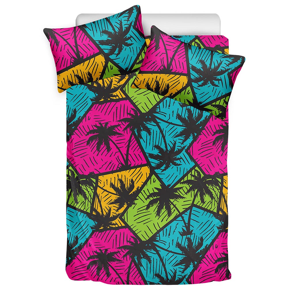 Colorful Palm Tree Pattern Print Duvet Cover Bedding Set