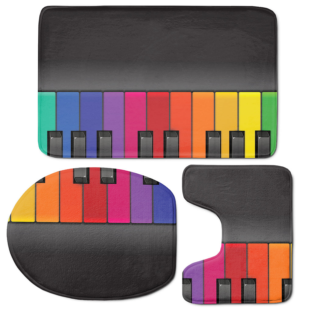Colorful Piano Keyboard Print 3 Piece Bath Mat Set