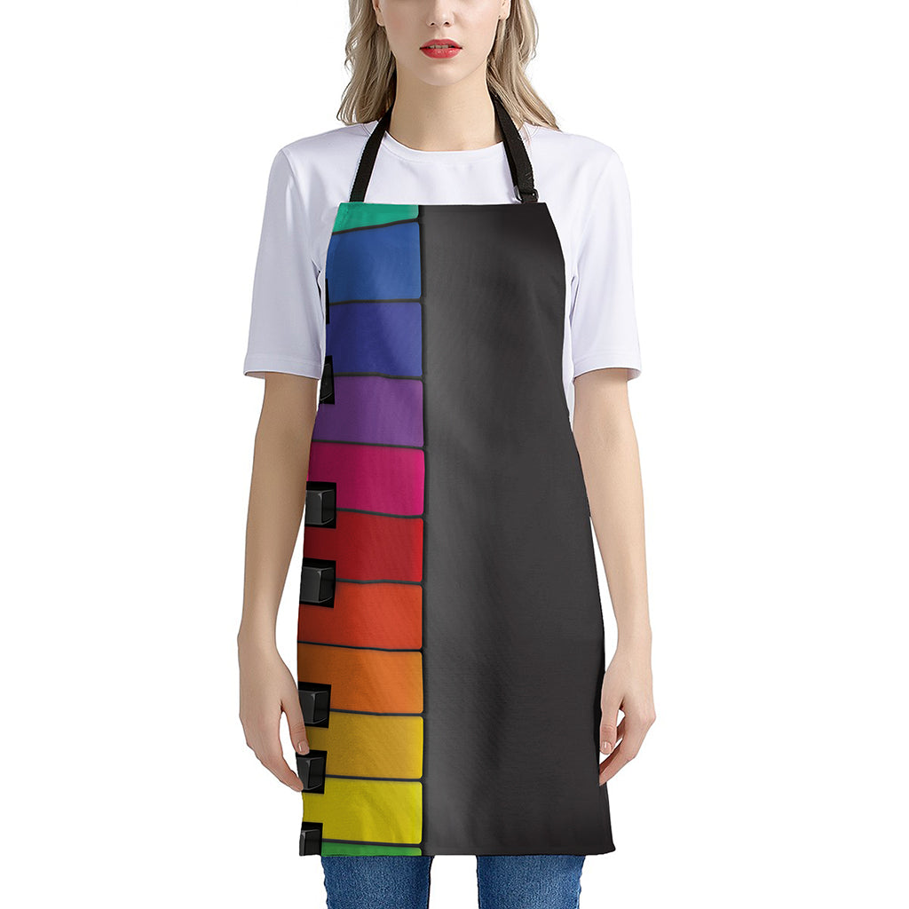 Colorful Piano Keyboard Print Apron
