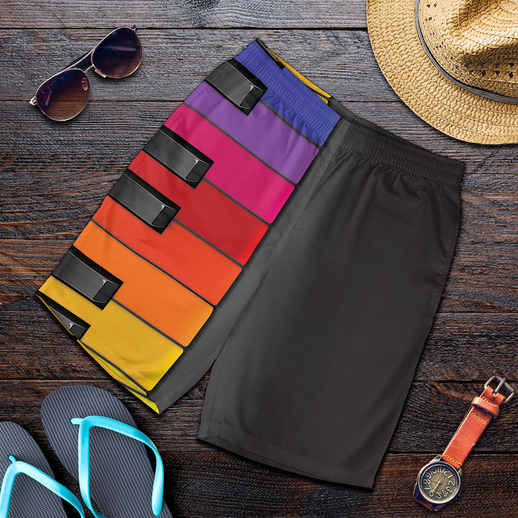Colorful Piano Keyboard Print Men's Shorts