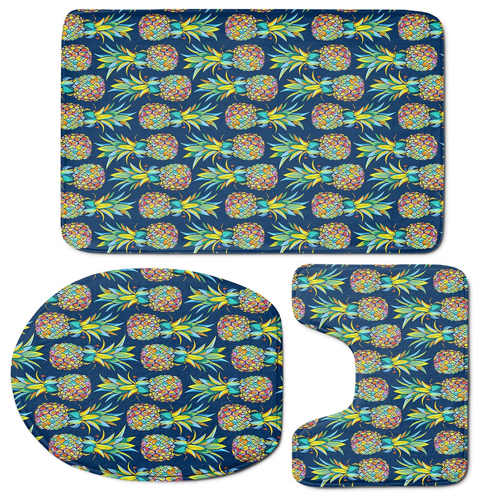 Colorful Pineapple Pattern Print 3 Piece Bath Mat Set
