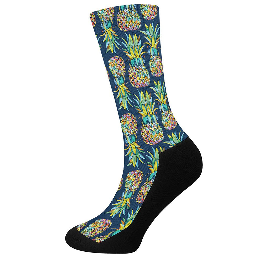 Colorful Pineapple Pattern Print Crew Socks