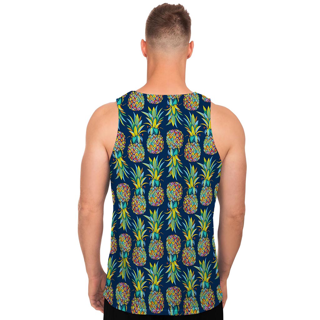 Colorful Pineapple Pattern Print Men's Tank Top