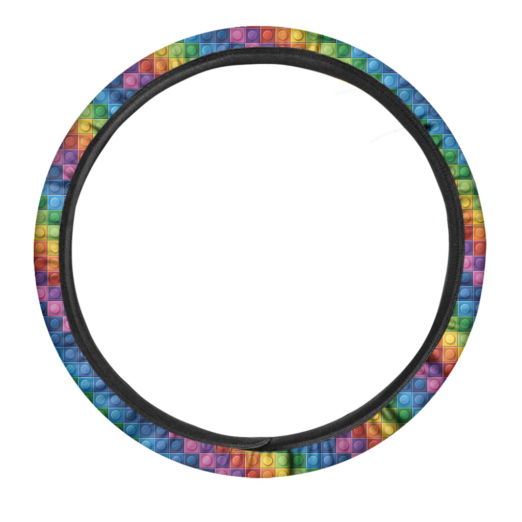Colorful Plastic Building Blocks Print Car Steering Wheel Cover