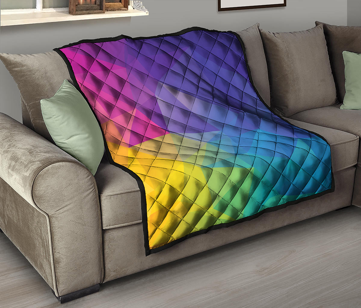 Colorful Polygonal Geometric Print Quilt