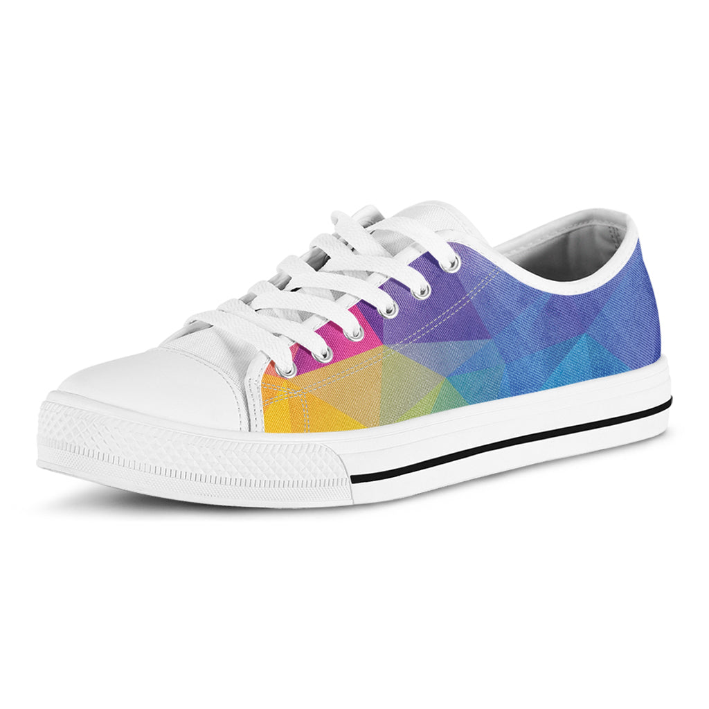 Colorful Polygonal Geometric Print White Low Top Shoes