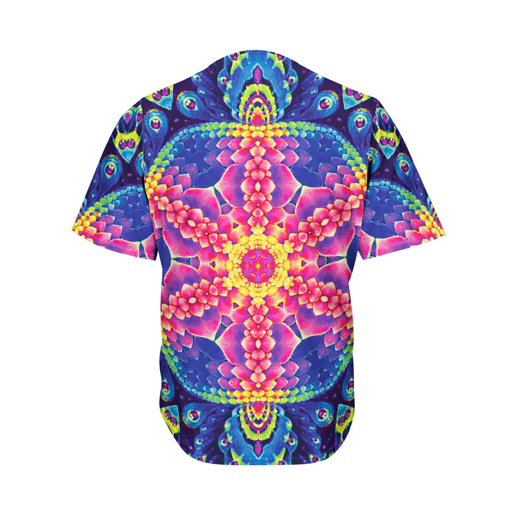 Colorful Psychedelic Kaleidoscope Print Men's Baseball Jersey