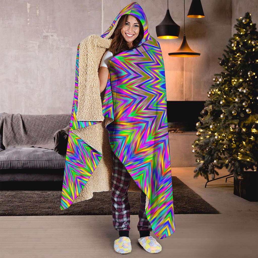 Colorful Psychedelic Optical Illusion Hooded Blanket