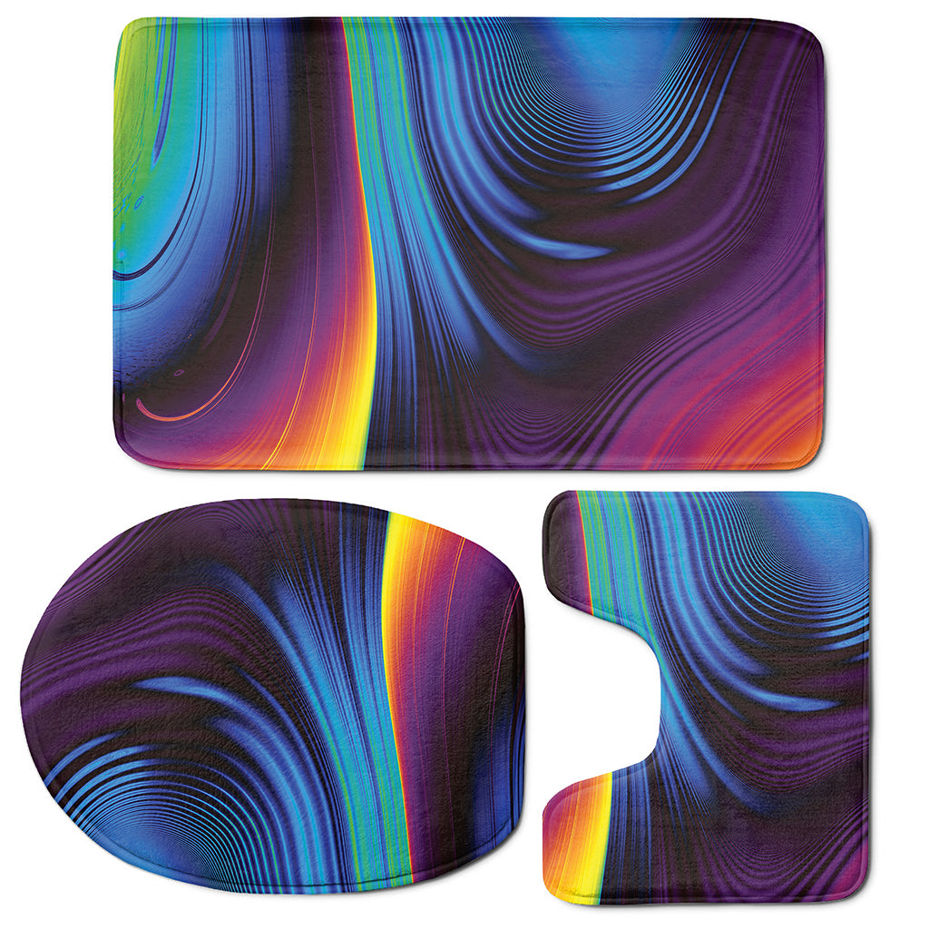 Colorful Psychedelic Print 3 Piece Bath Mat Set