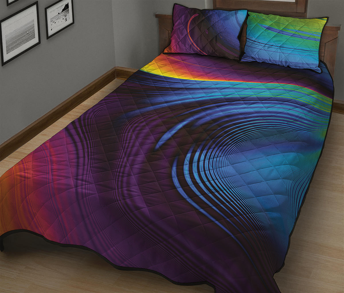Colorful Psychedelic Print Quilt Bed Set