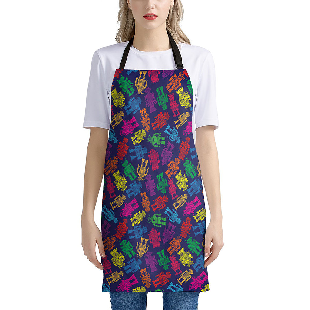 Colorful Robot Pattern Print Apron