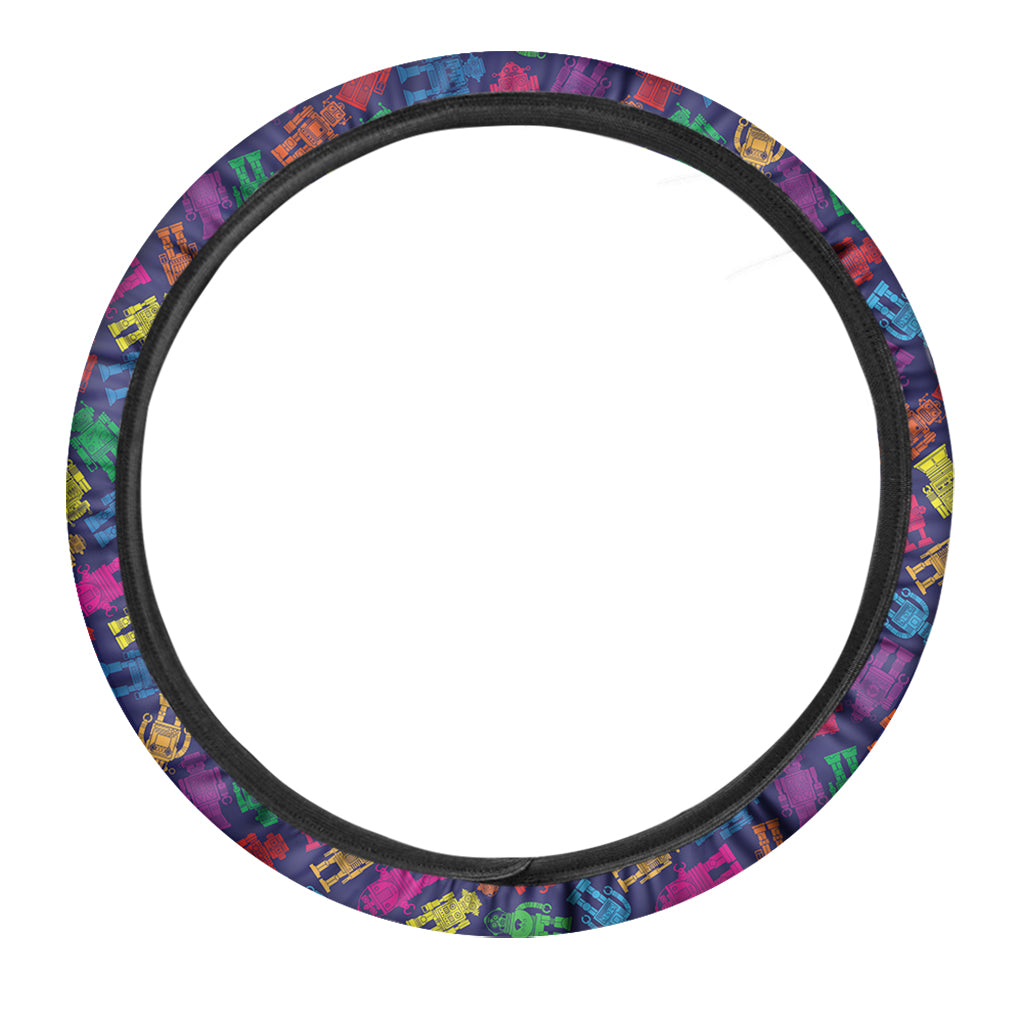Colorful Robot Pattern Print Car Steering Wheel Cover