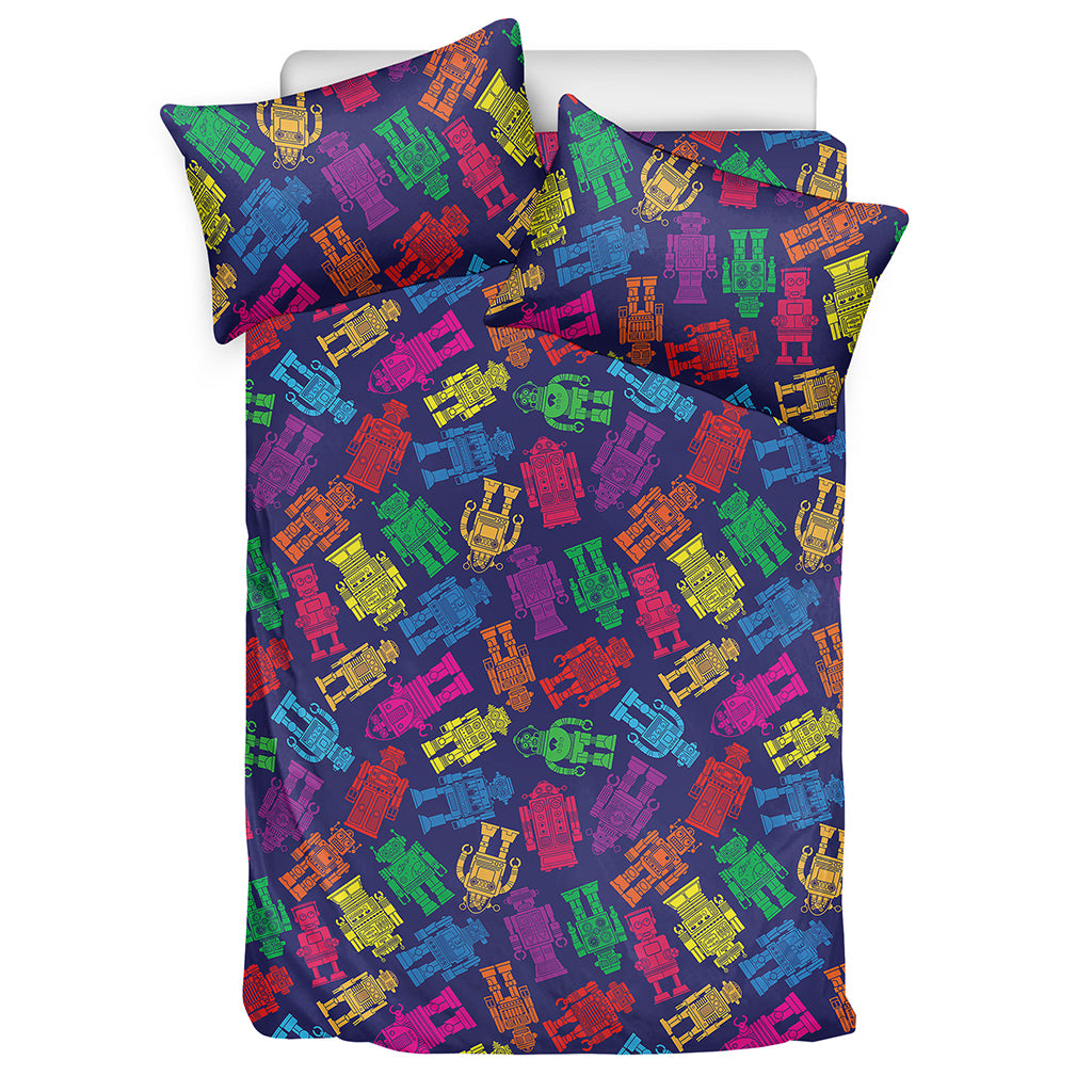 Colorful Robot Pattern Print Duvet Cover Bedding Set