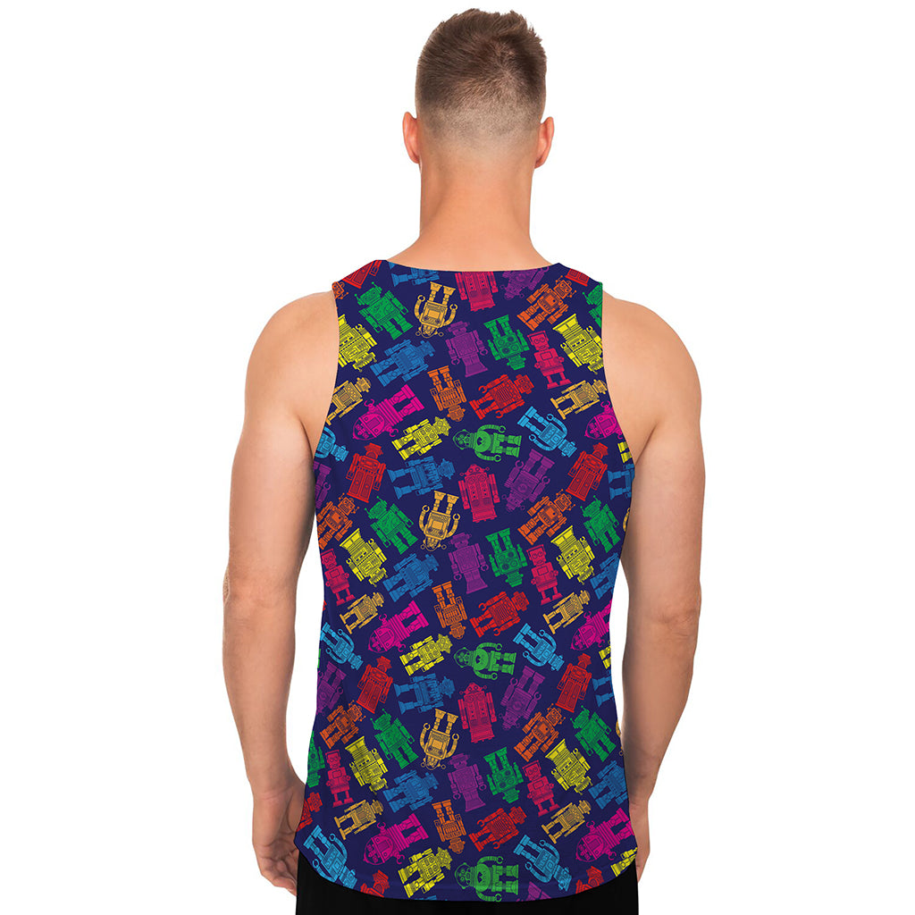 Colorful Robot Pattern Print Men's Tank Top