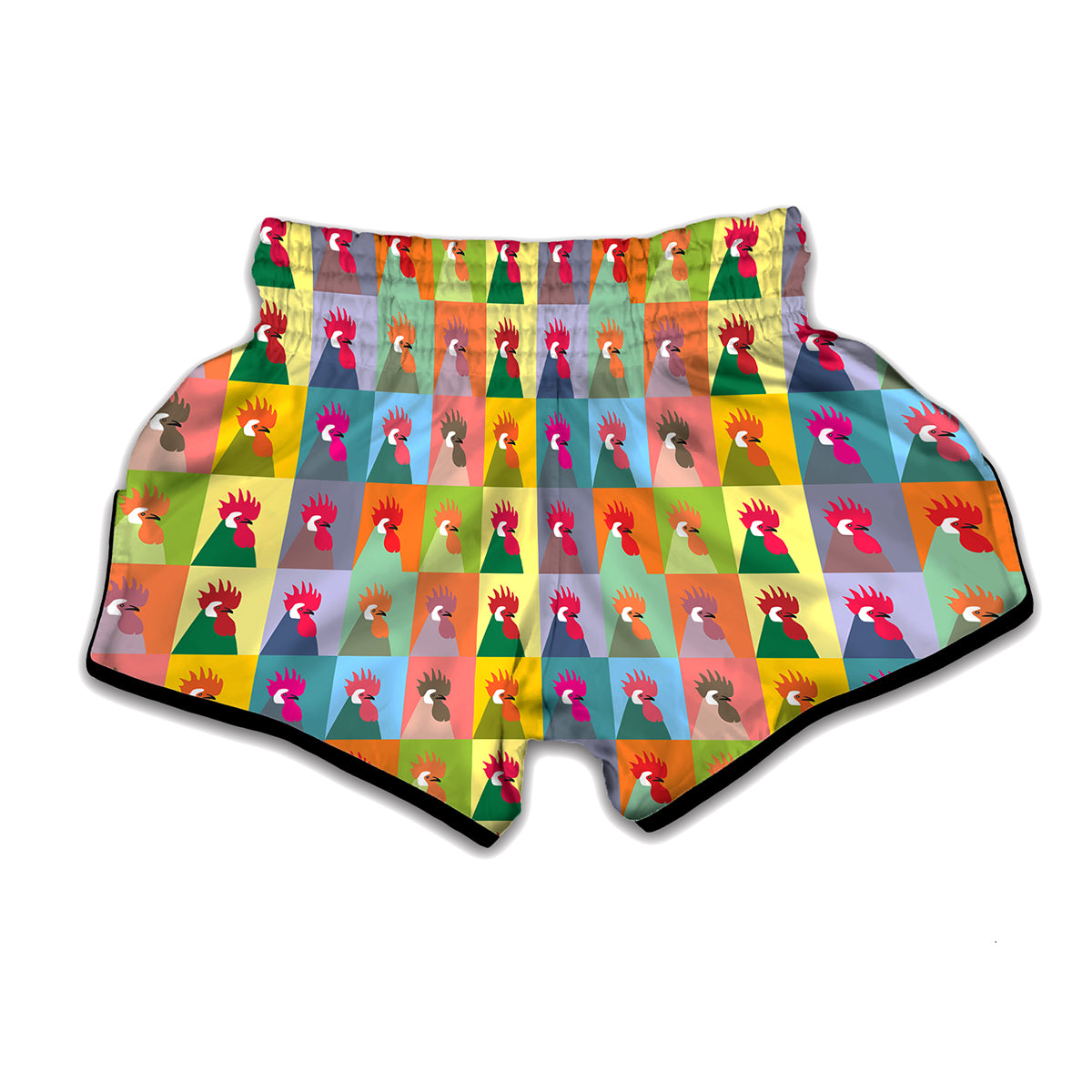 Colorful Rooster Pattern Print Muay Thai Boxing Shorts