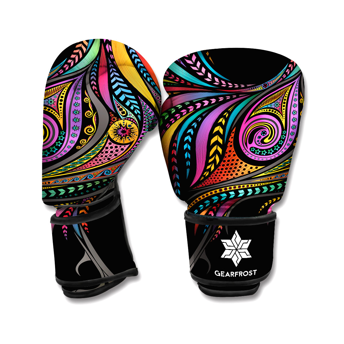 Colorful Rooster Print Boxing Gloves