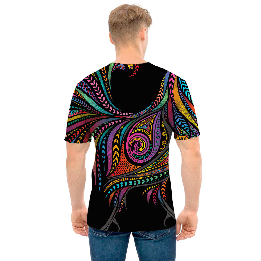 Colorful Rooster Print Men's T-Shirt
