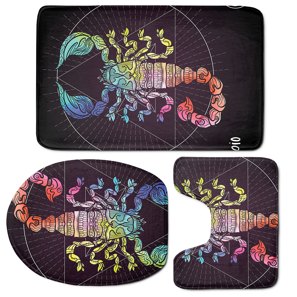 Colorful Scorpio Sign Print 3 Piece Bath Mat Set