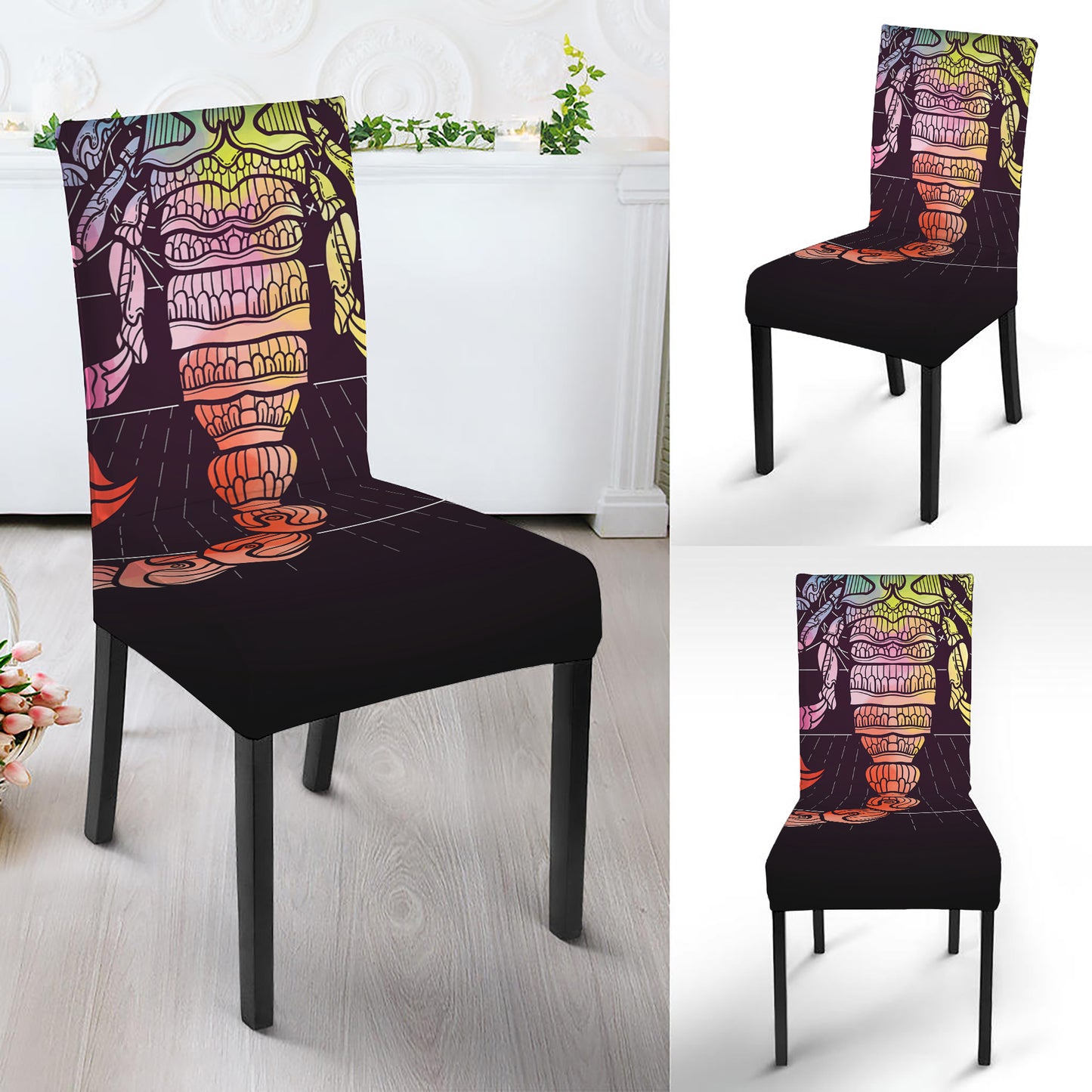 Colorful Scorpio Sign Print Dining Chair Slipcover