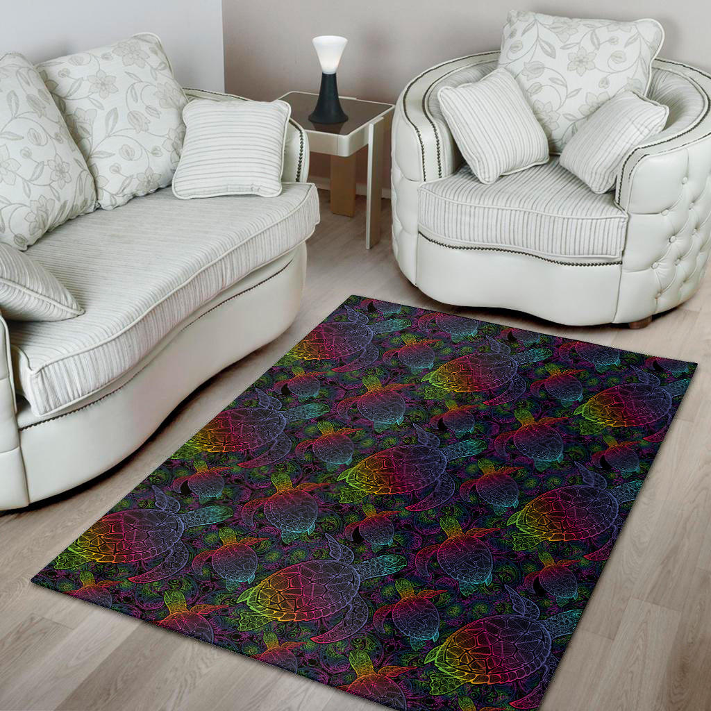 Colorful Sea Turtle Pattern Print Area Rug