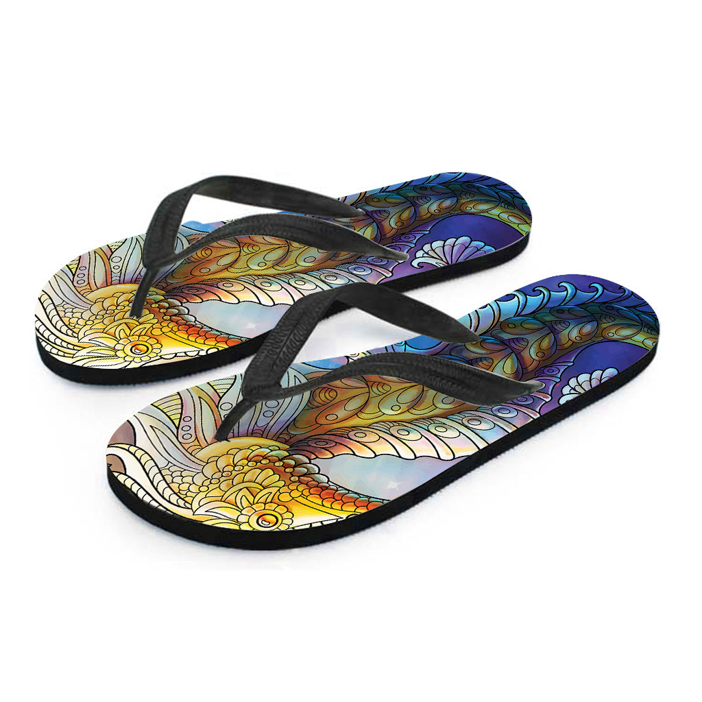 Colorful Seahorse Print Flip Flops