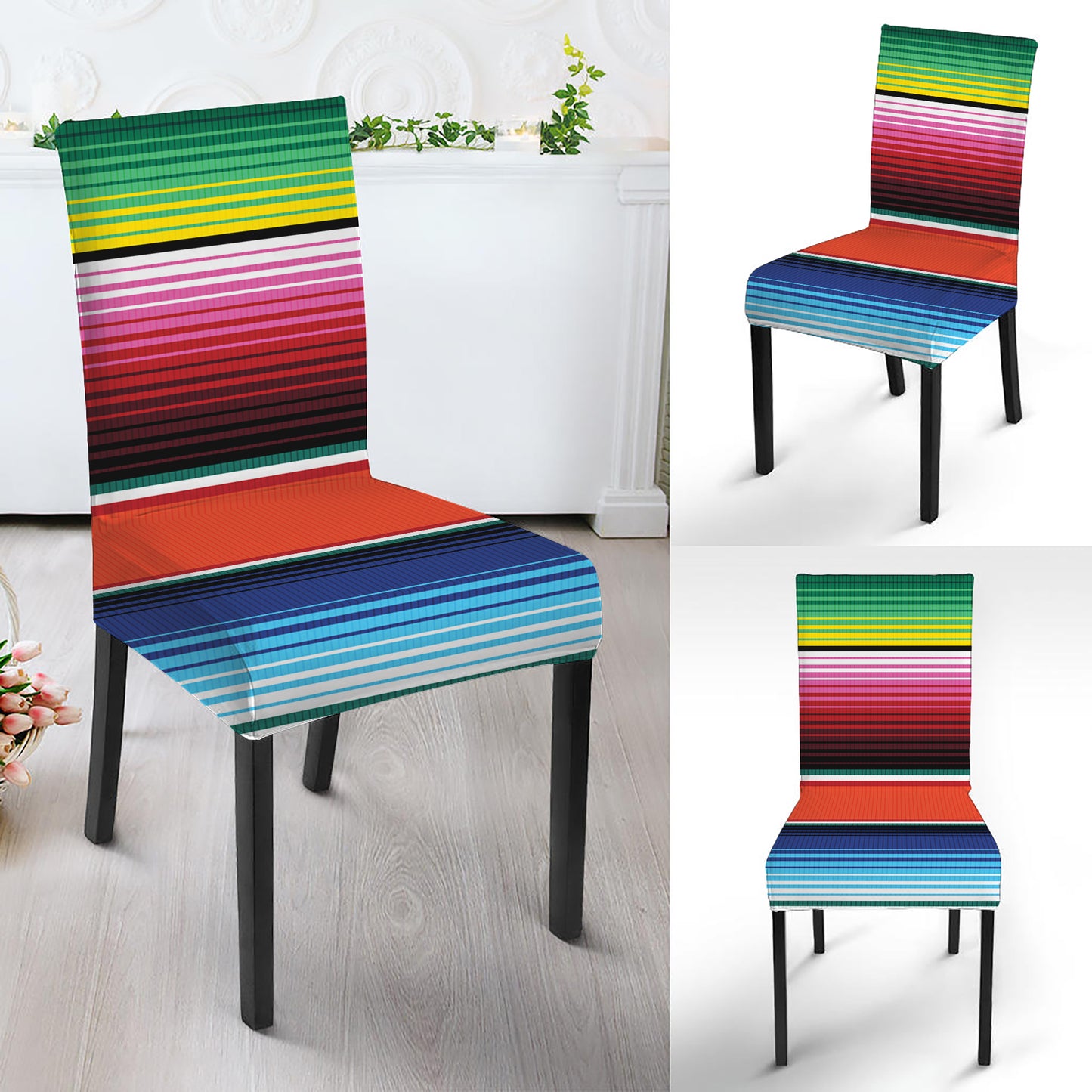 Colorful Serape Blanket Pattern Print Dining Chair Slipcover