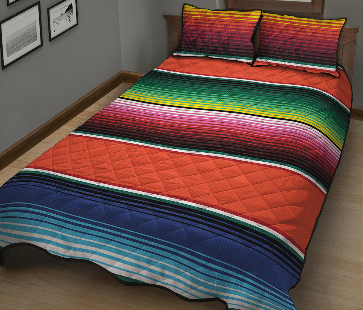 Colorful Serape Blanket Pattern Print Quilt Bed Set
