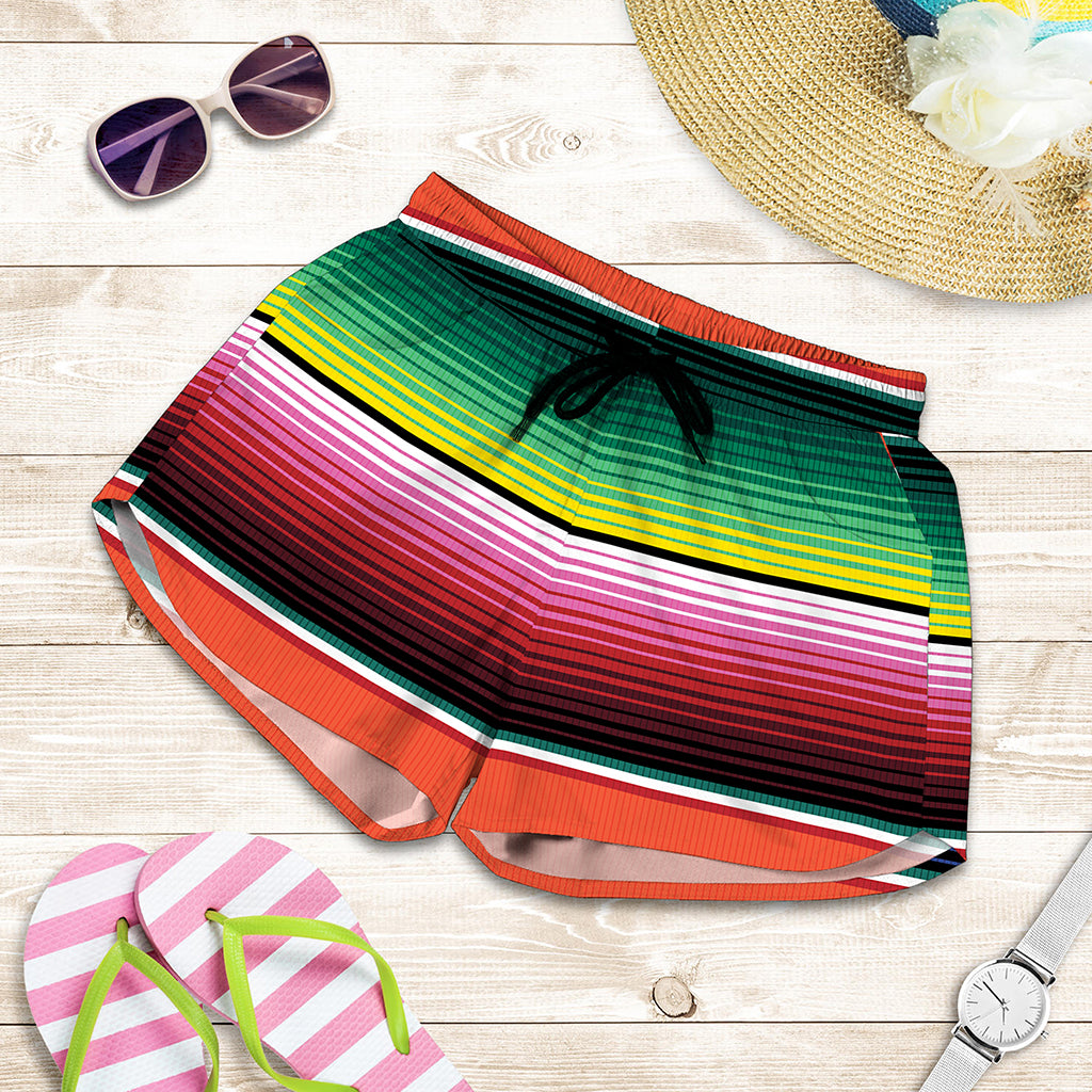 Colorful Serape Blanket Pattern Print Women's Shorts