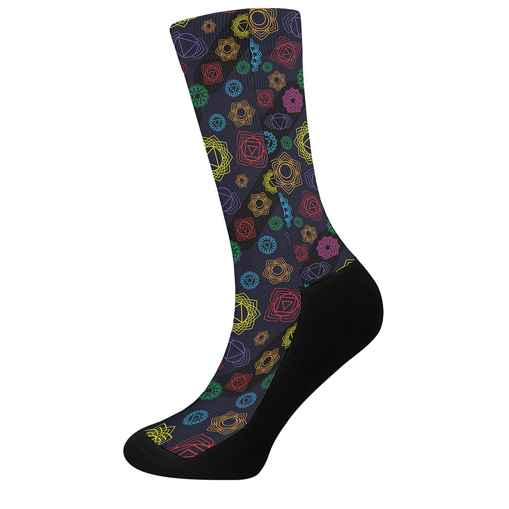 Colorful Seven Chakras Pattern Print Crew Socks