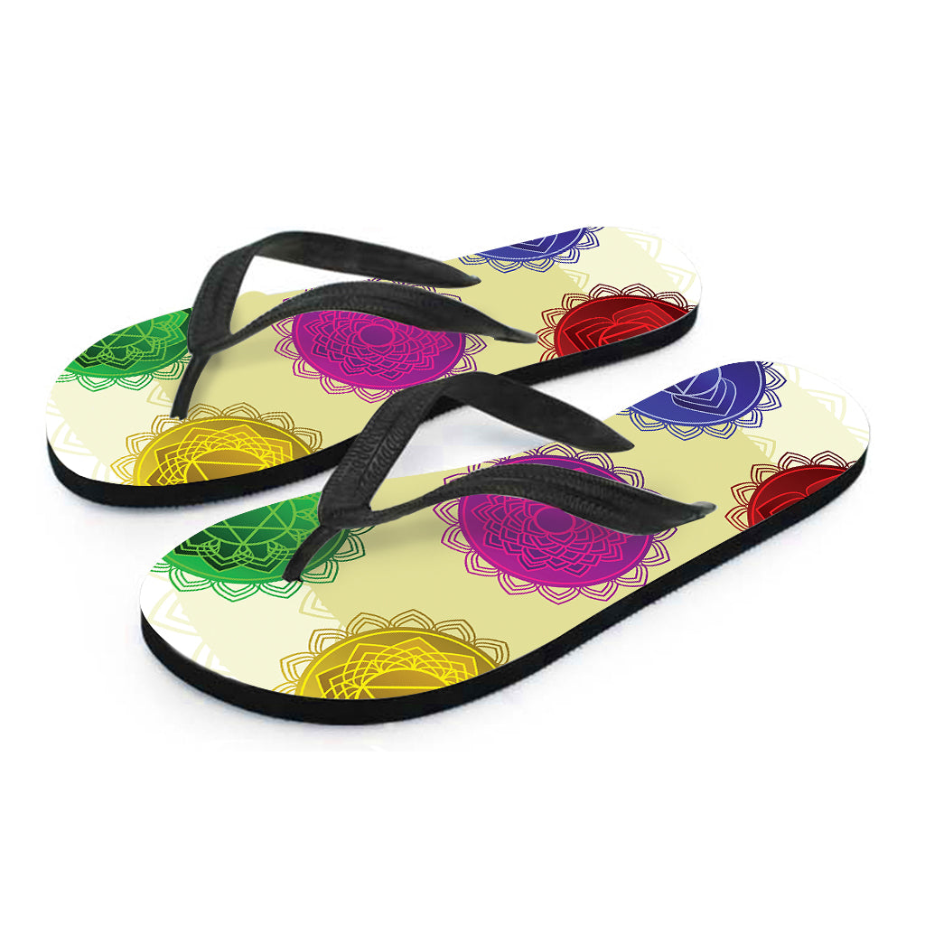Colorful Seven Chakras Print Flip Flops