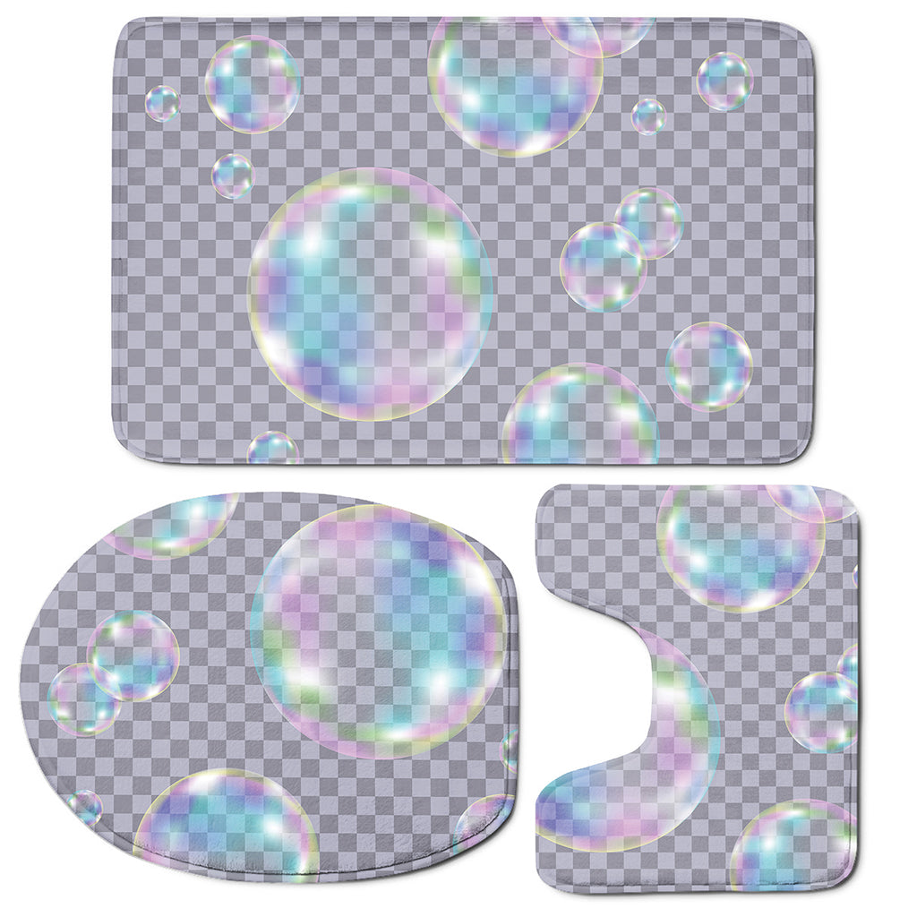 Colorful Soap Bubble Print 3 Piece Bath Mat Set