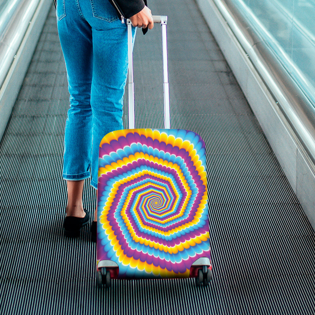 Colorful Spiral Illusion Print Luggage Cover