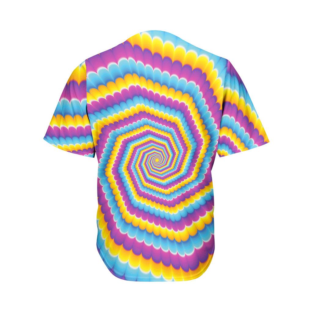 Colorful Spiral Illusion Print Men's Baseball Jersey