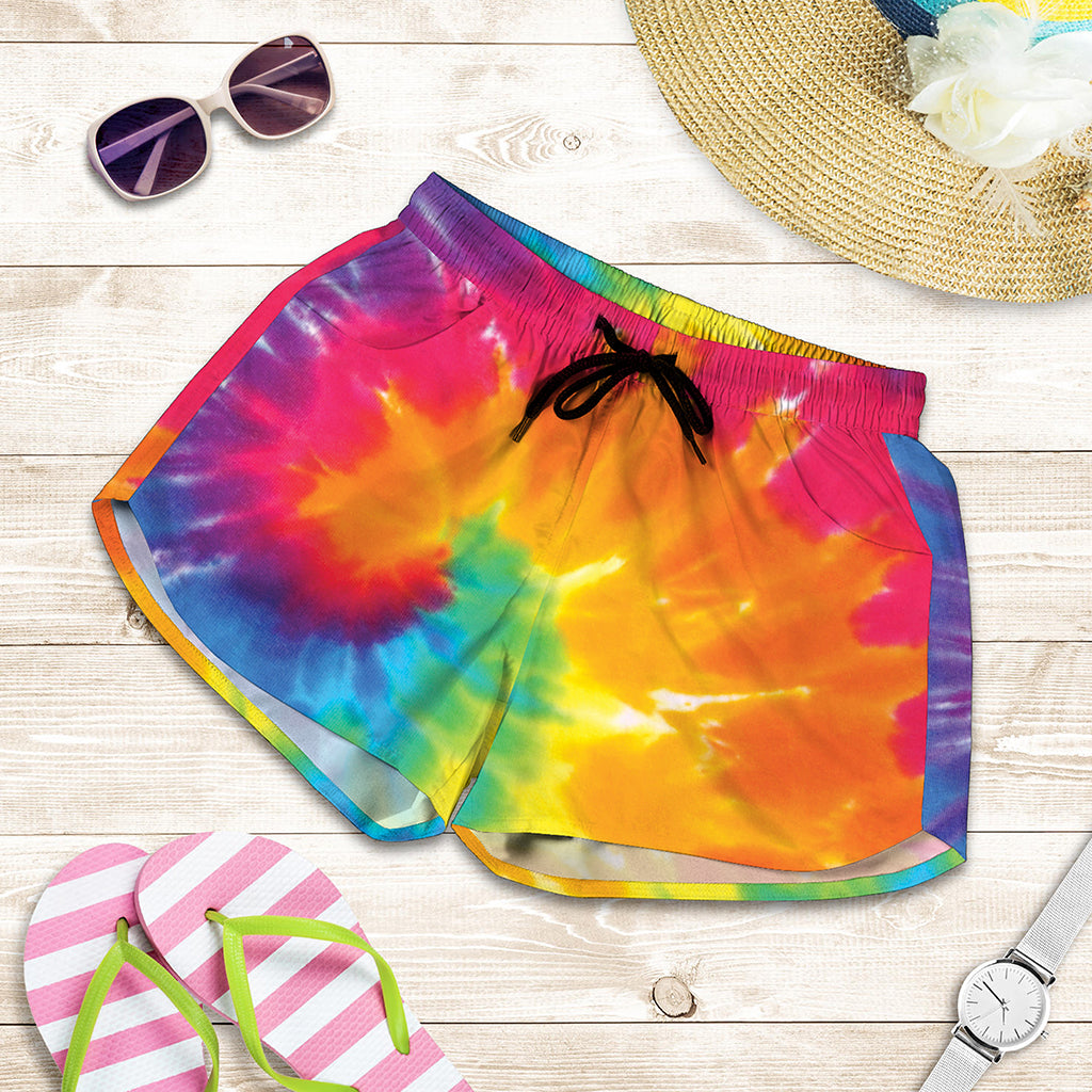 Colorful Spiral Tie Dye Print Women's Shorts