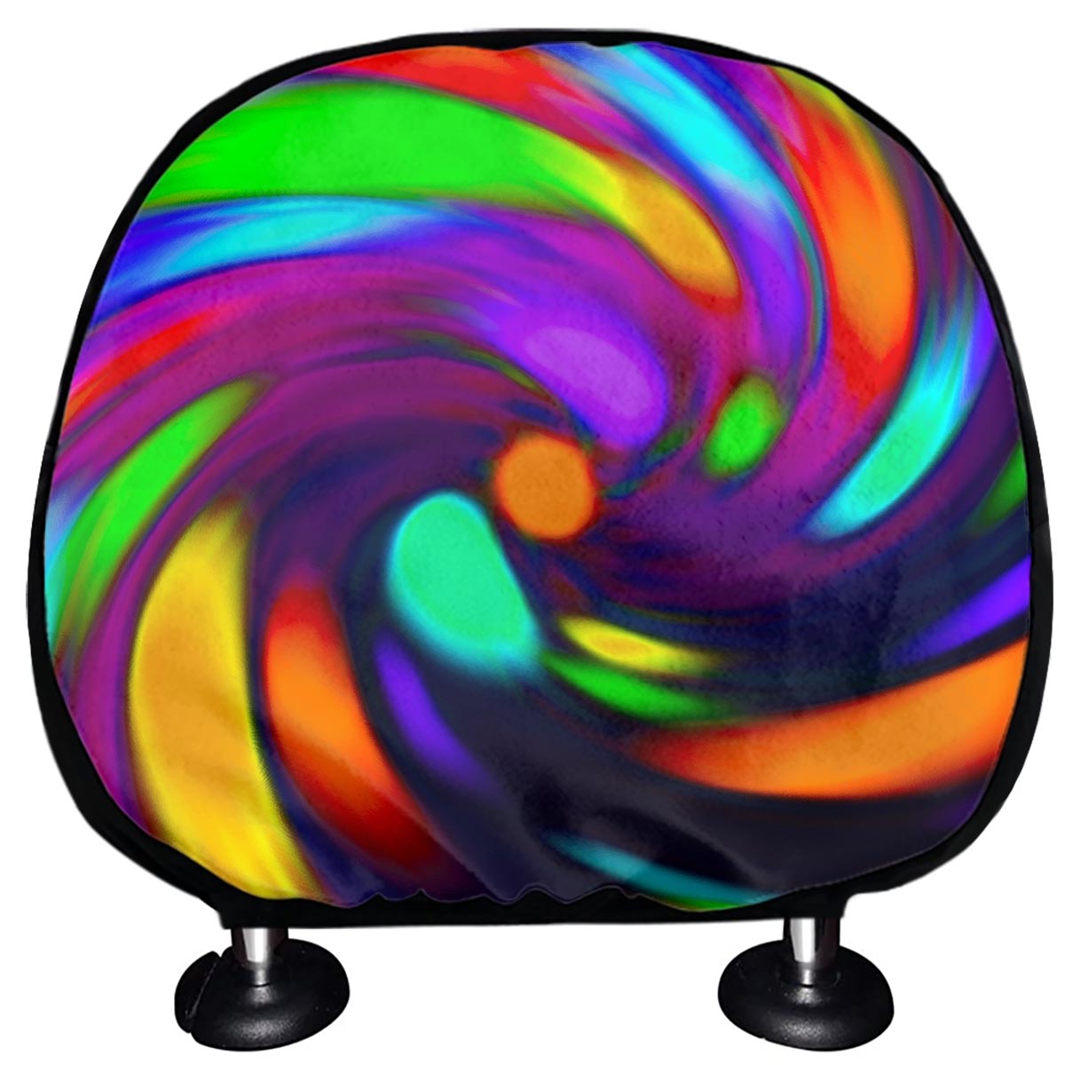 Colorful Spiral Trippy Print Car Headrest Covers