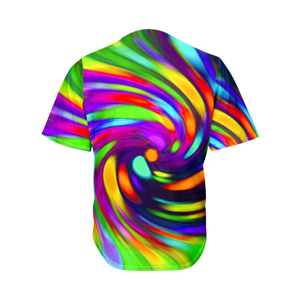 Colorful Spiral Trippy Print Men's Baseball Jersey