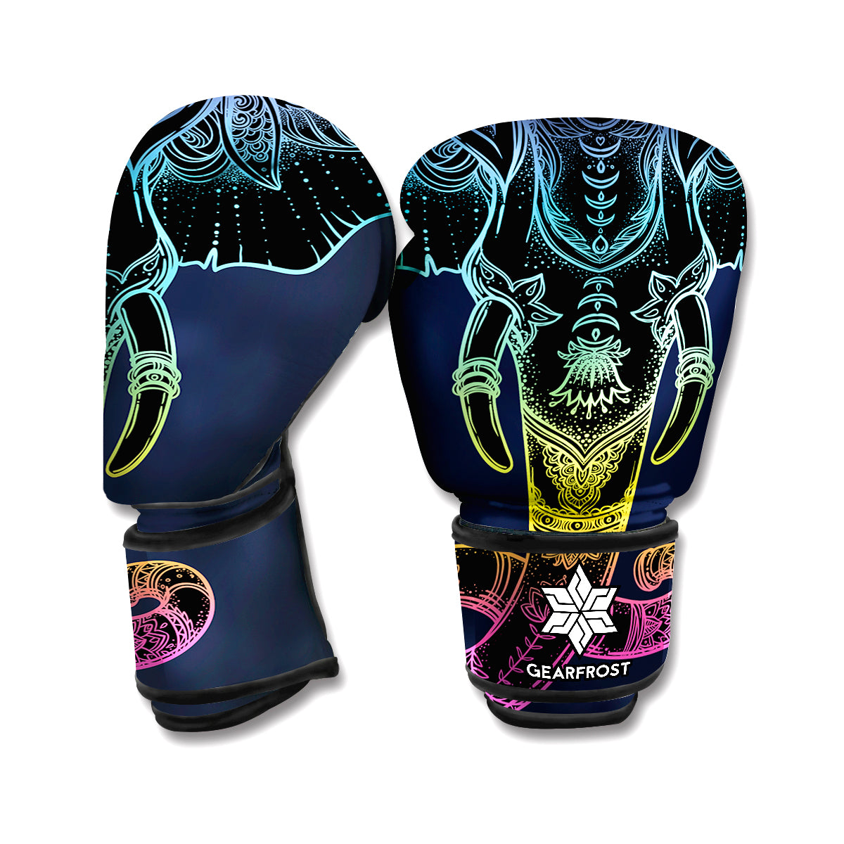 Colorful Spiritual Elephant Print Boxing Gloves