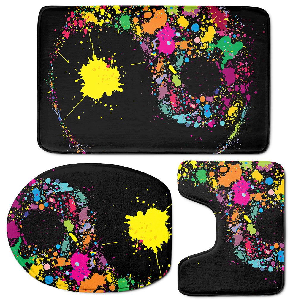 Colorful Splash Yin Yang Print 3 Piece Bath Mat Set